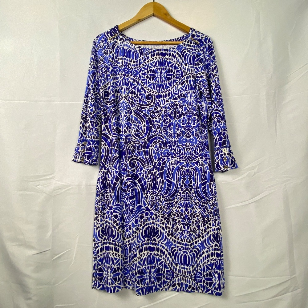 Lilly Pulitzer Blue and White Midi Dress